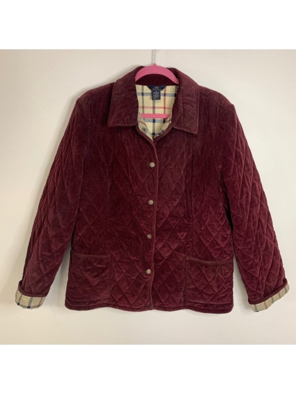 Brooks Brothers 346 Quilted Red Plaid Lined Equestrian Jacket 14